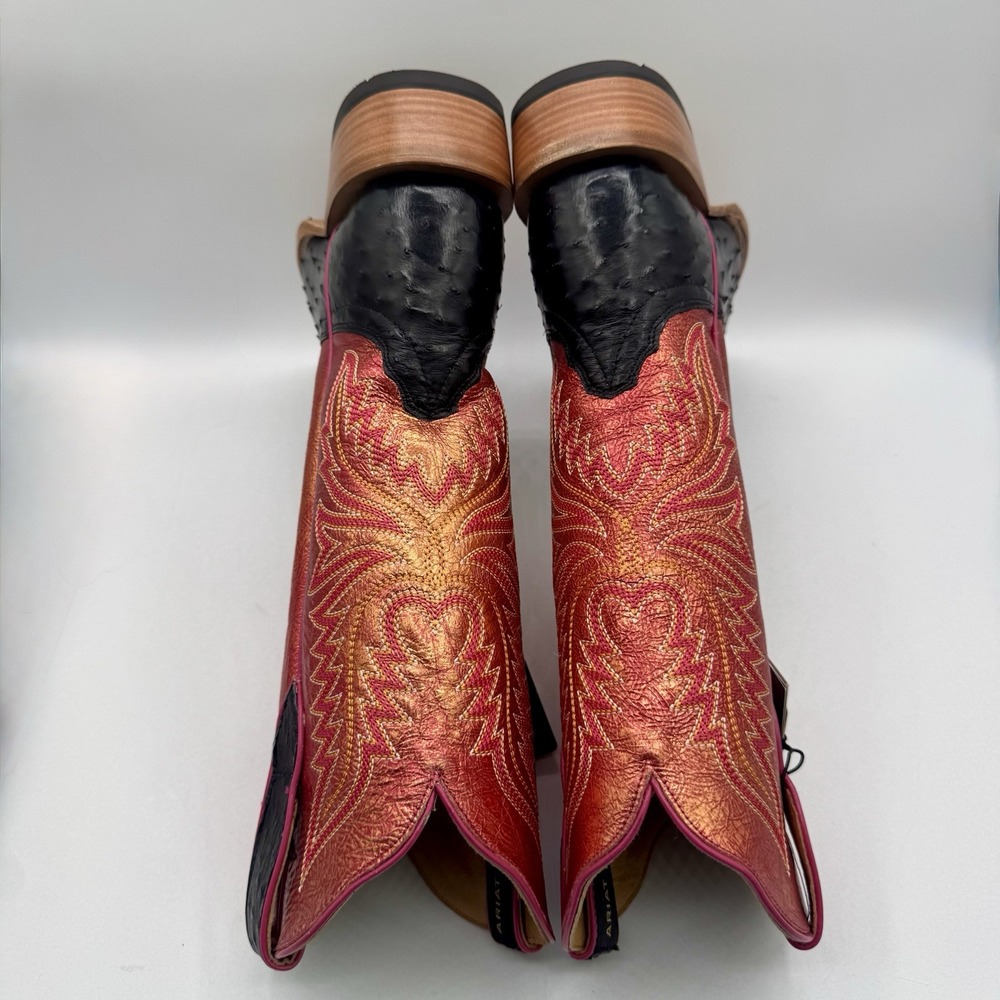 Ariat Futurity Revival Full Quill Ostrich Boots Women's Size 9 B Black Metallic - Picture 6 of 16
